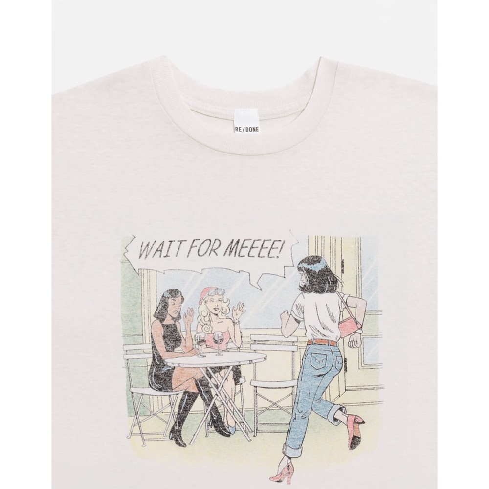 New RE/DONE Classic Drinks Tee in Vintage White Size Small - Picture 5 of 8